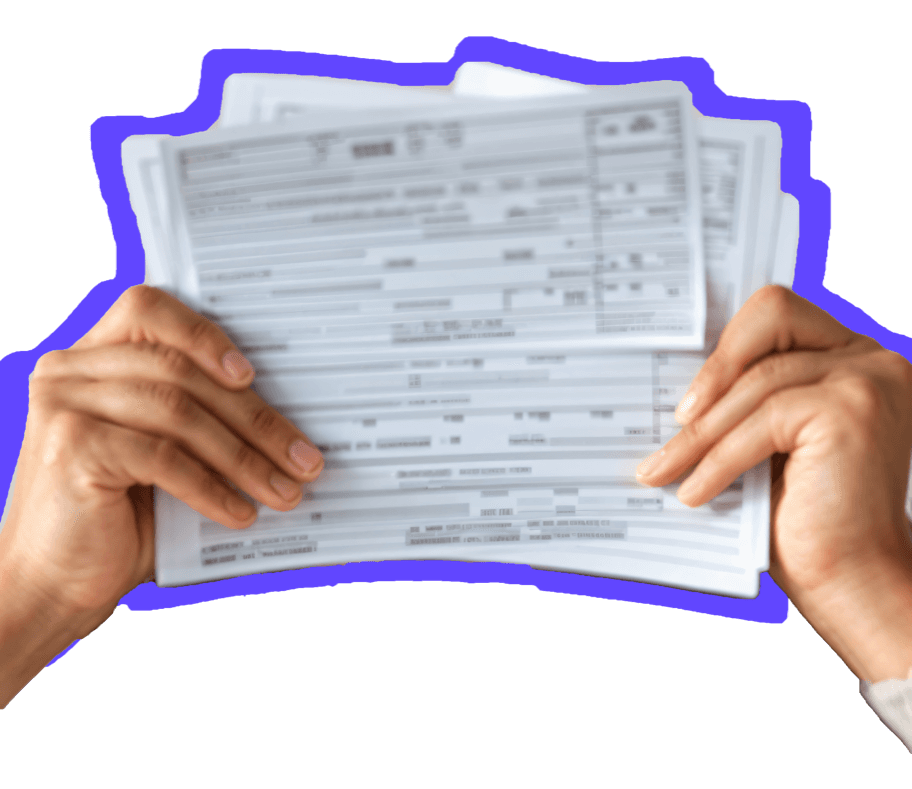 Hands reviewing invoices and paperwork